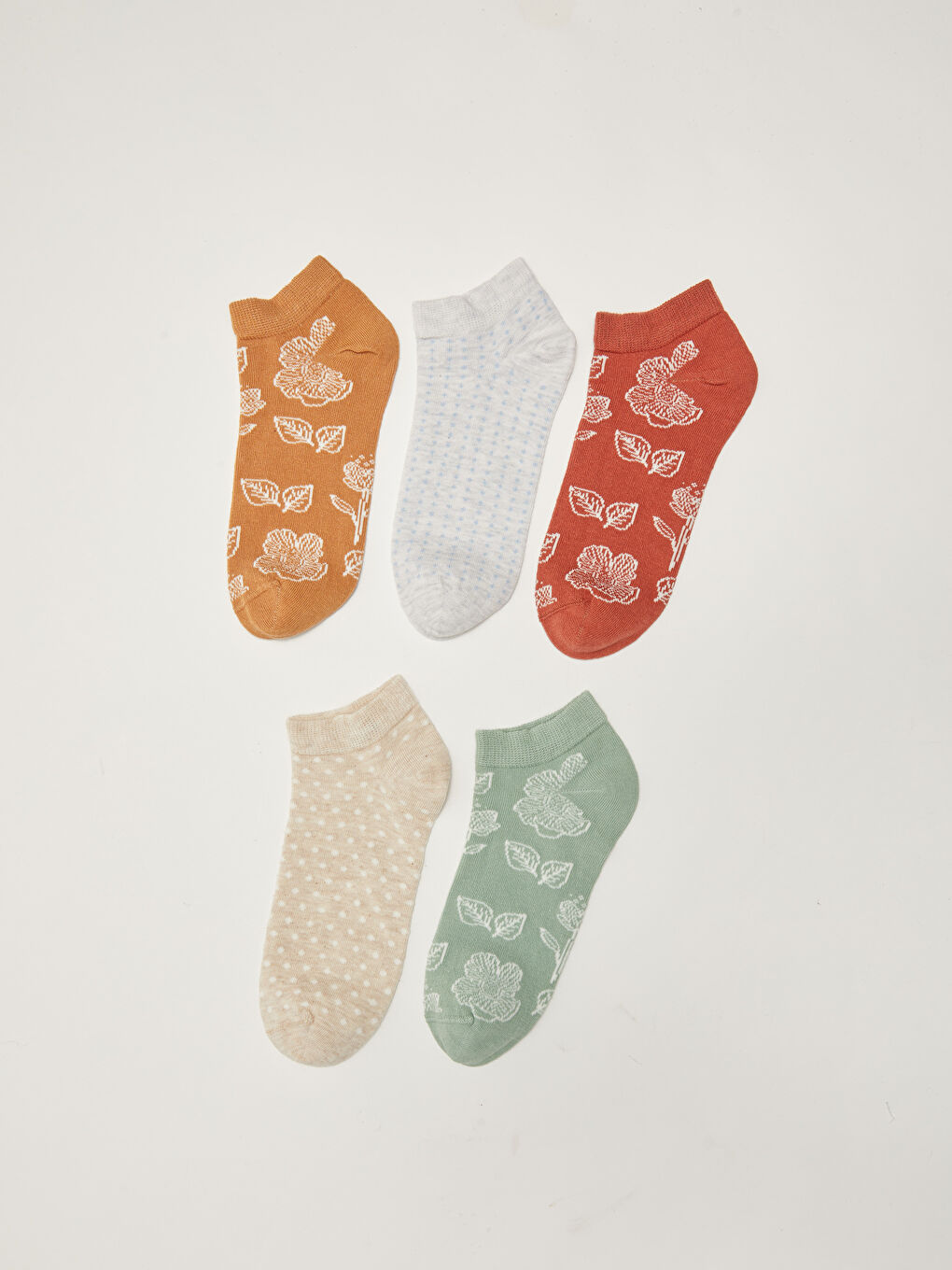 Floral Pattern Women's Booties Socks 5-Pack-1