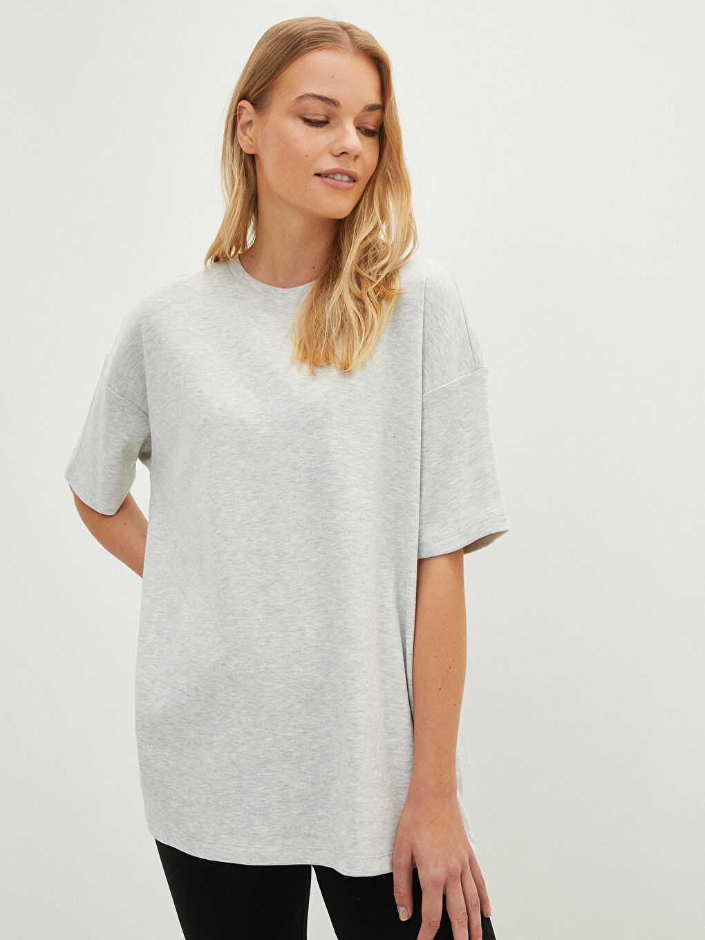 LCW DREAM Bisiklet Yaka Düz Kısa Kollu Kadın Pijama Üst -W1EP51Z8-CT3