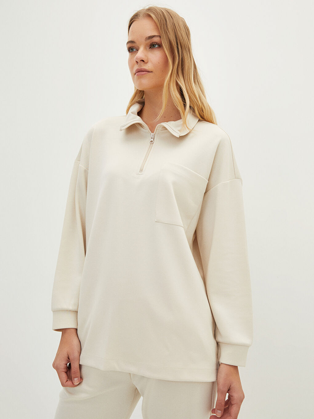 LCW DREAM Hemdkragen Schlicht Langarm Taschen-Detailiertes Pyjama-Oberteil für Damen -W1EP53Z8-FVU