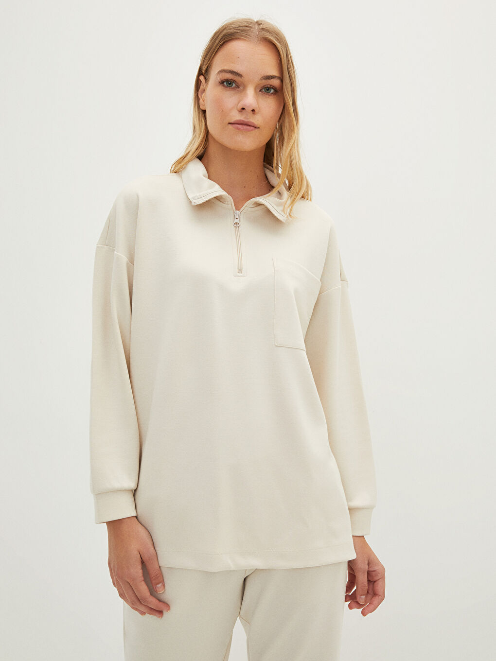 LCW DREAM Hemdkragen Schlicht Langarm Taschen-Detailiertes Pyjama-Oberteil für Damen -W1EP53Z8-FVU