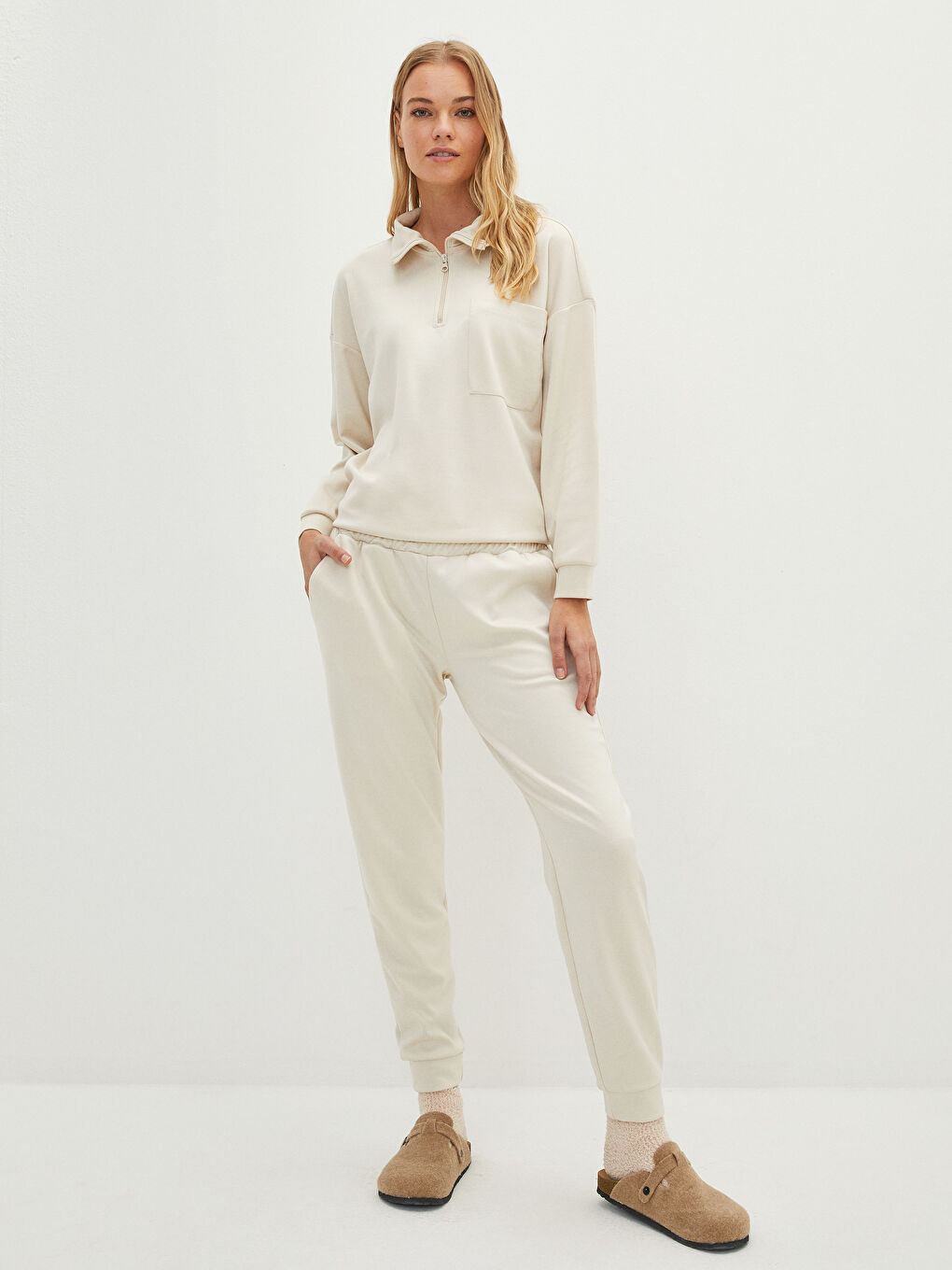 LCW DREAM Elastic Waist Regular Pocket Detailed Women's Pajama Bottoms -W1EP55Z8-FVU