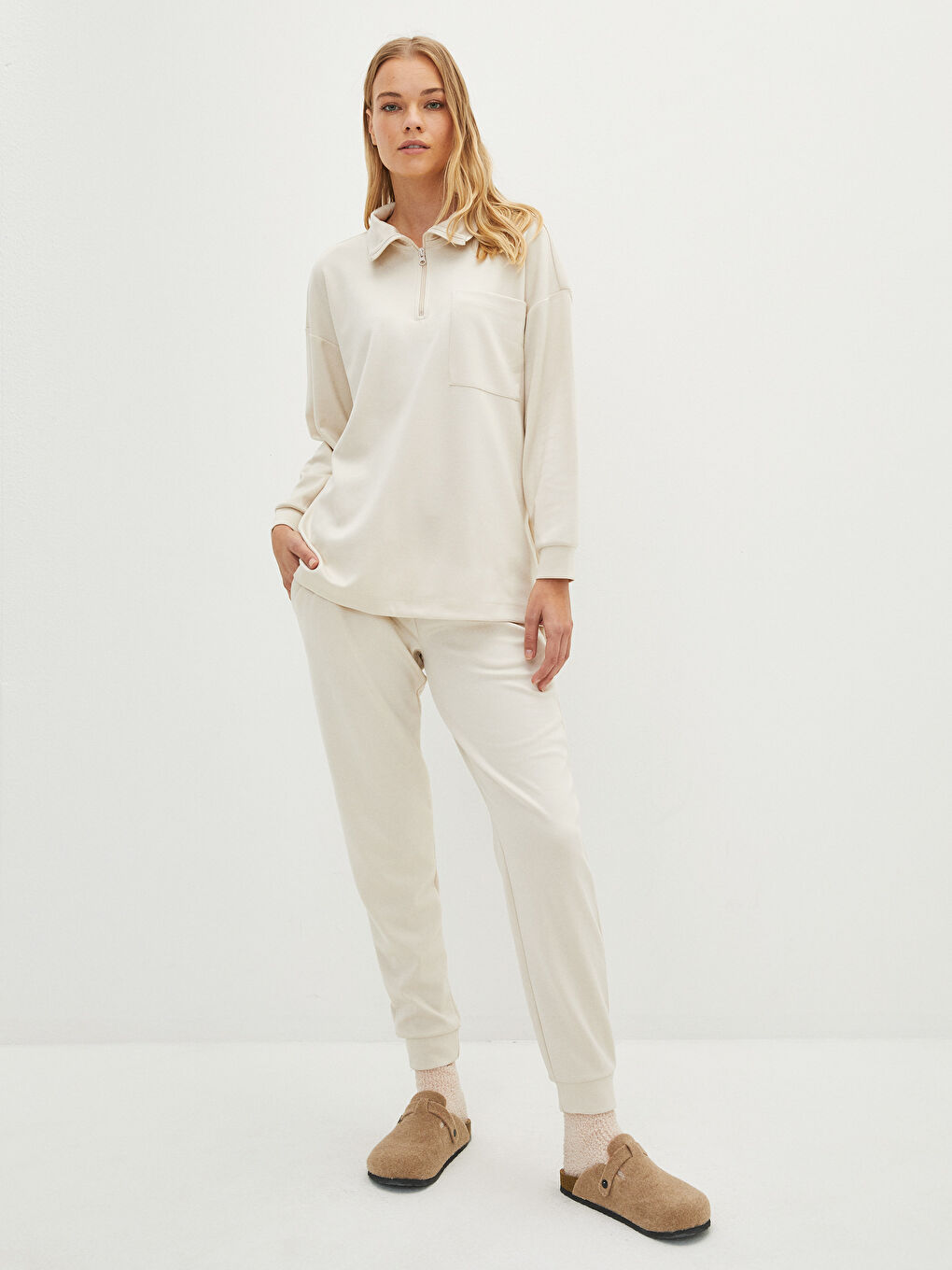 LCW DREAM Elastic Waist Regular Pocket Detailed Women's Pajama Bottoms -W1EP55Z8-FVU
