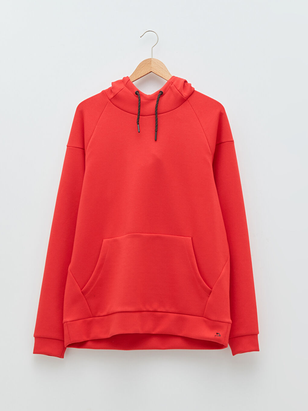 Kırmızı Uzun Kollu Basic Erkek Hoodie-5