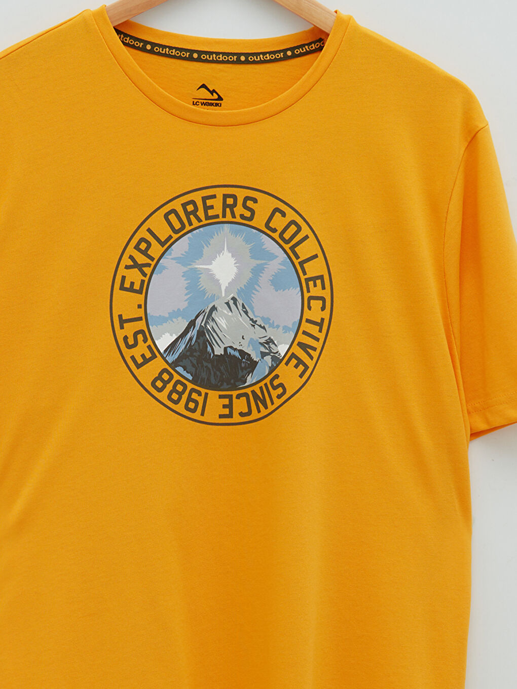 Turuncu Bisiklet Yaka Kısa Kollu Baskılı Erkek Tişört-7