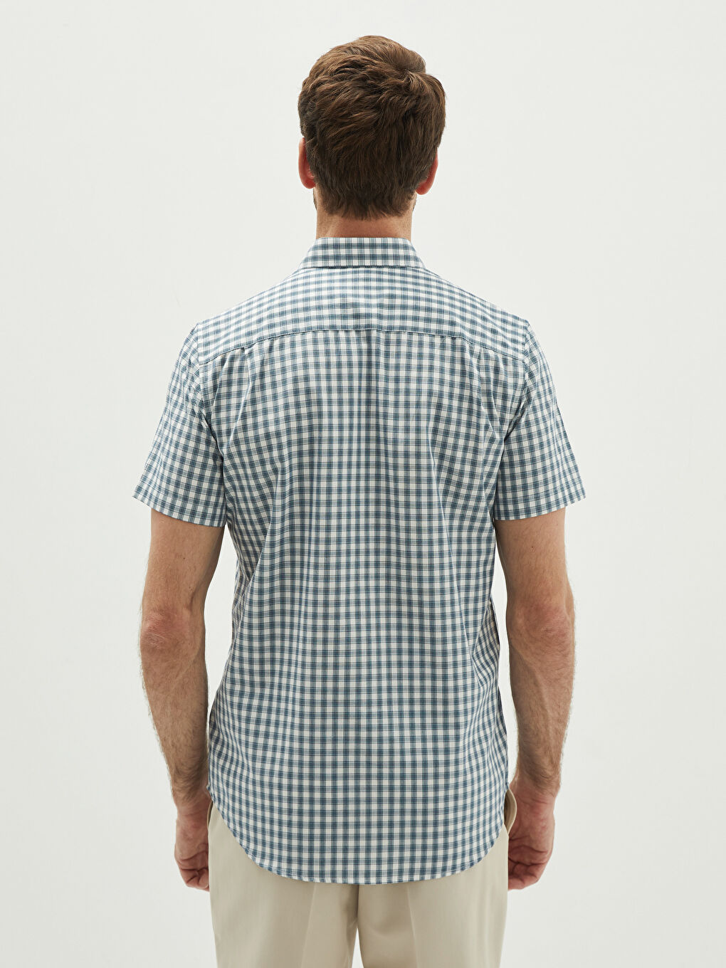Regular Fit Long Sleeve Plaid Poplin Men's Shirt -W1EP97Z8-LME