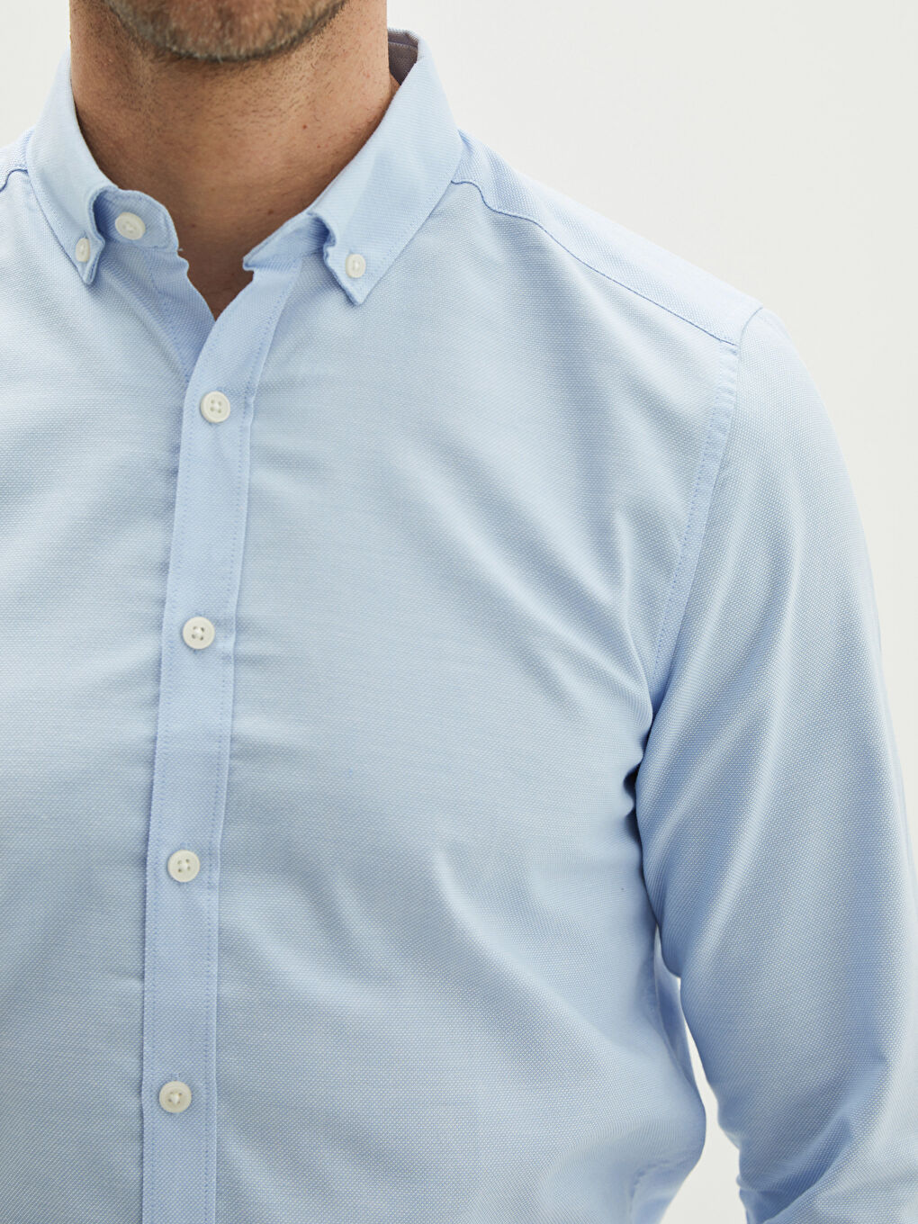 Slim Fit Long Sleeve Oxford Men's Shirt-3