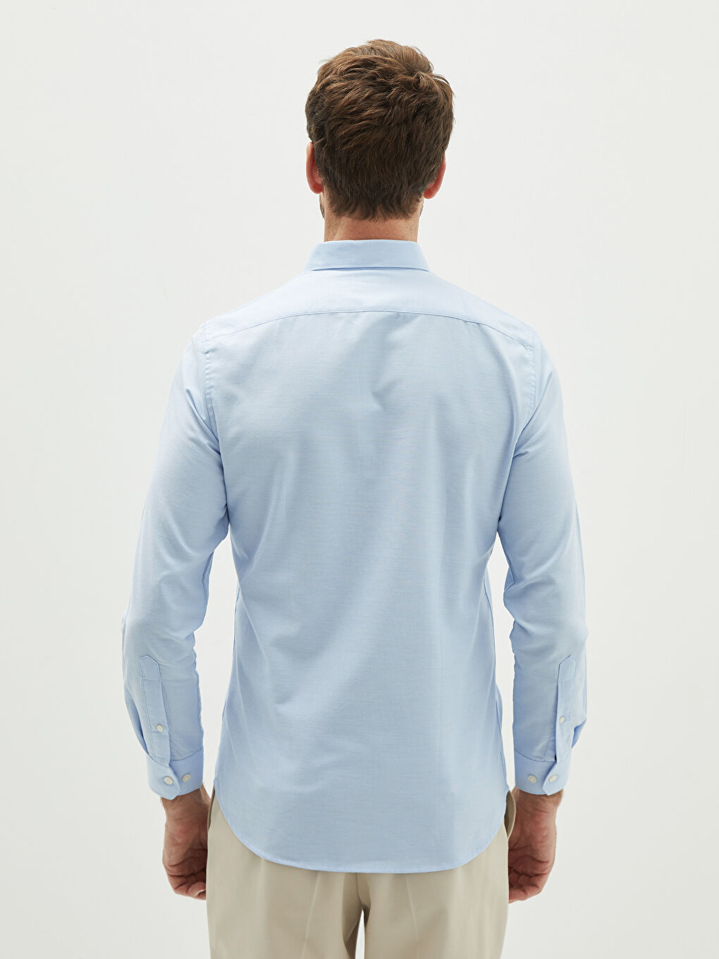 Slim Fit Long Sleeve Oxford Men's Shirt-4