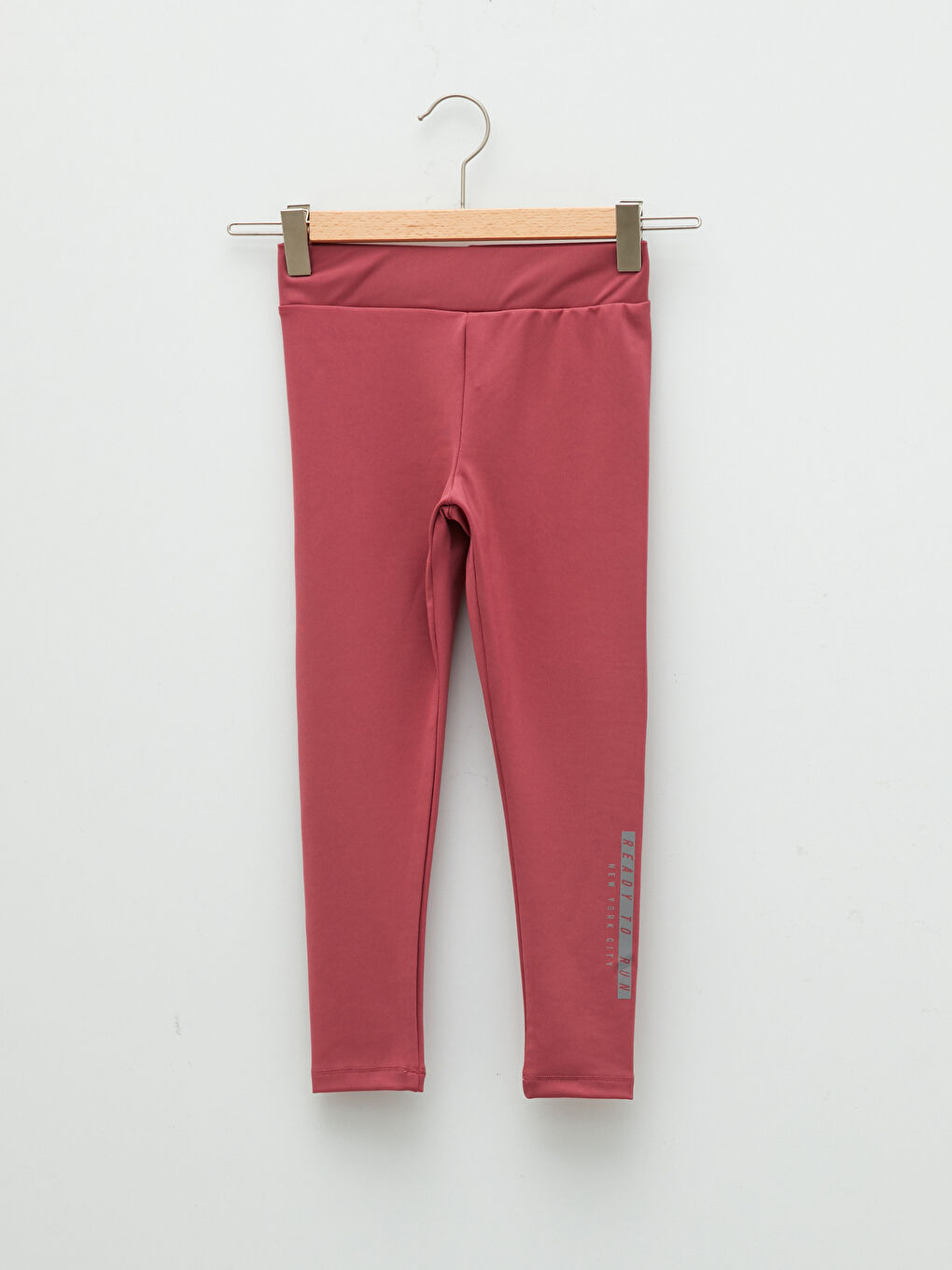 Pembe Beli Lastikli Baskılı Kız Çocuk 3/4 Boy Tayt Anne Kız Kombini