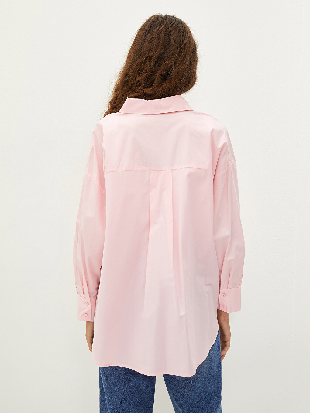 Buttoned Long Sleeve Poplin Women's Shirt-5
