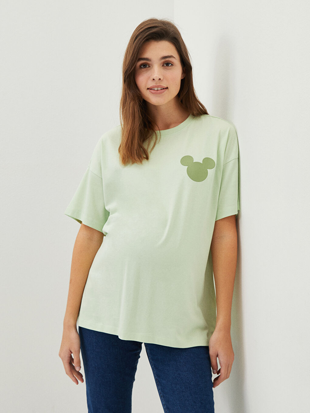 LCW Majica za trudnice sa okruglim izrezom, štampanim motivom Mickey Mouse-a i kratkim rukavima -W1EQ48Z8-FPQ
