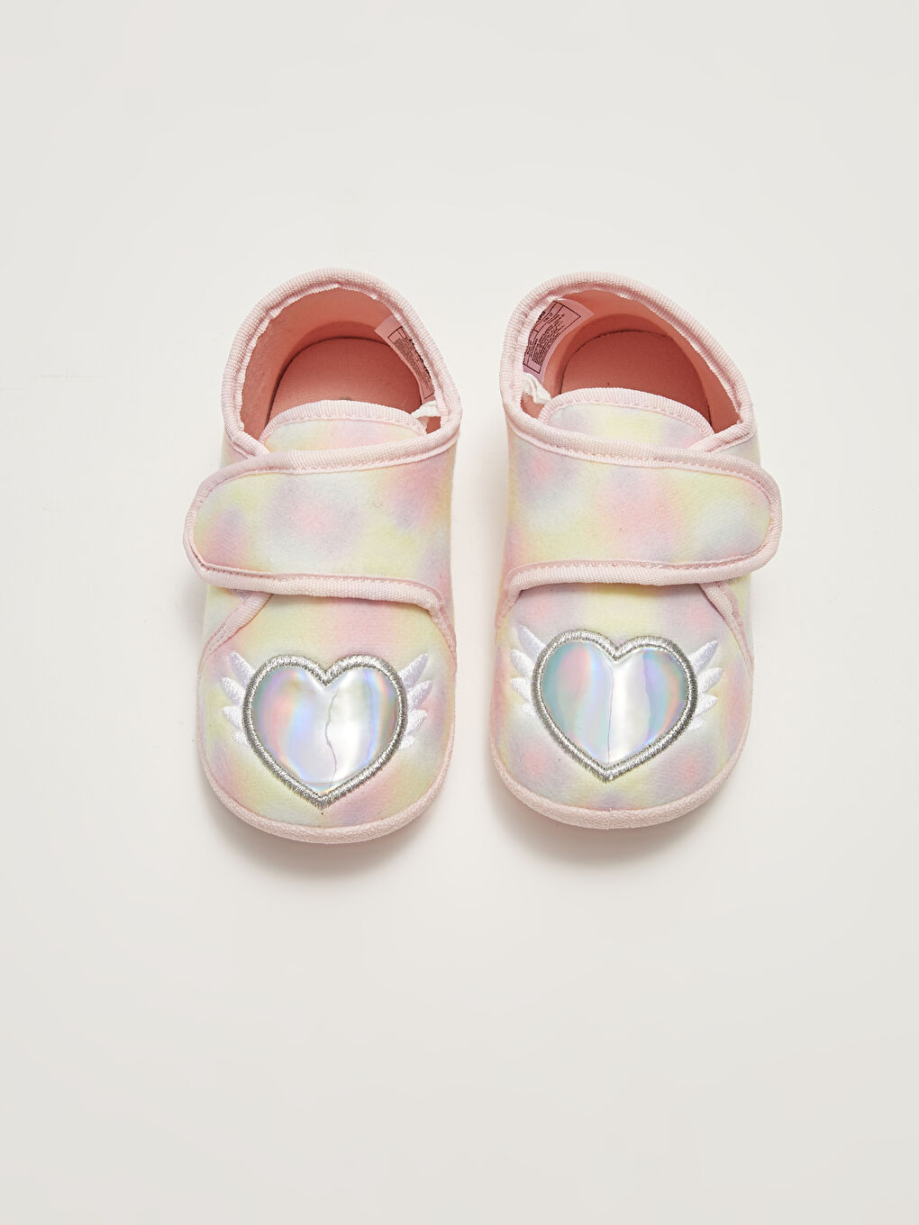 Домашние тапочки для девочек с аппликацией в форме сердца и застежкой-липучкой-2