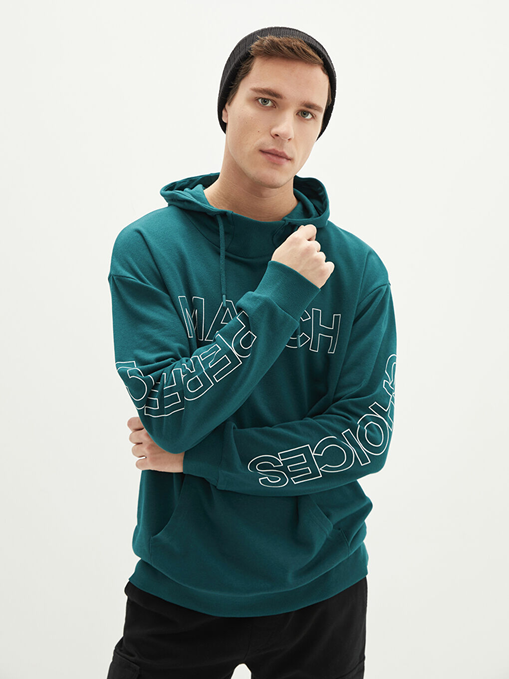 Long Sleeve Printed Thick Men's Hoodie-1