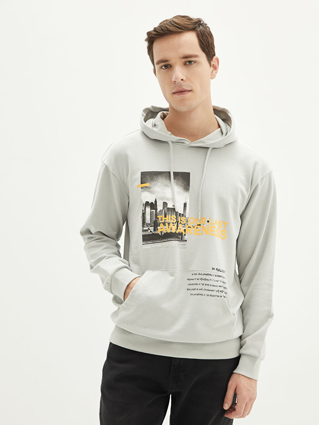 Long Sleeve Printed Thick Men's Hoodie