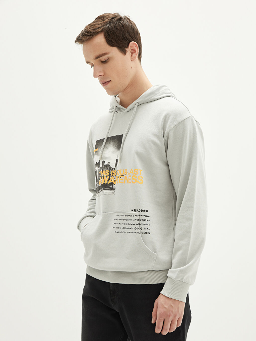 Long Sleeve Printed Thick Men's Hoodie-1