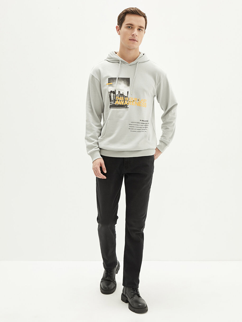 Long Sleeve Printed Thick Men's Hoodie-2