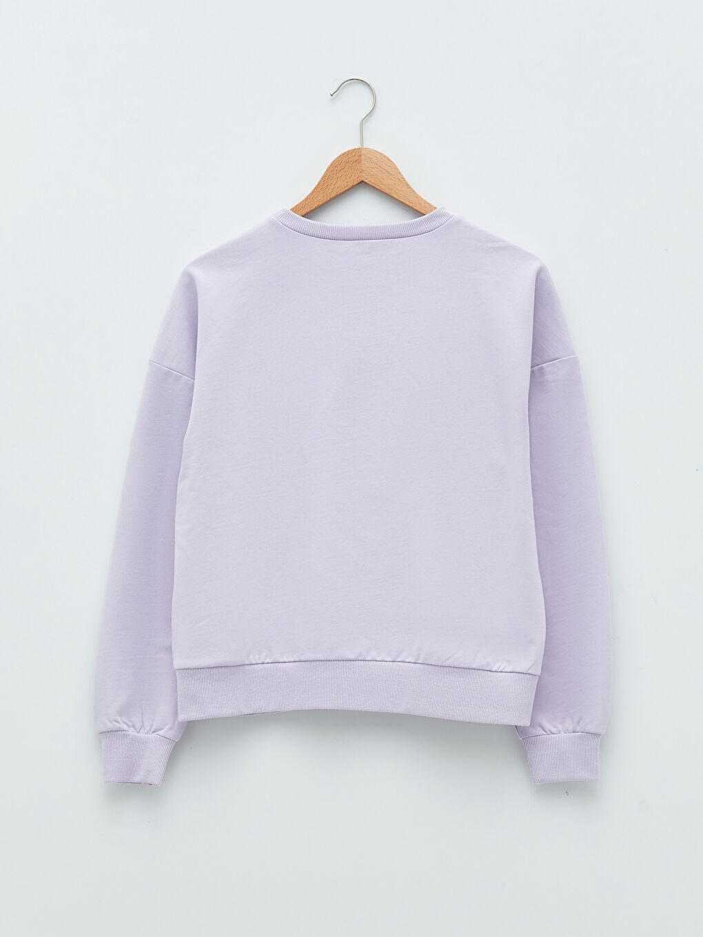 Lila Bisiklet Yaka Düz Uzun Kollu Kadın Sweatshirt-6