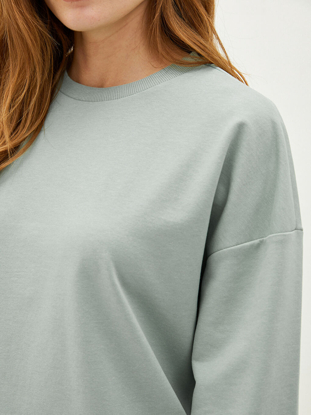 LCW Vision Rundhalsausschnitt Schlicht Langarm Damen-Sweatshirt -W1ER79Z8-GKG
