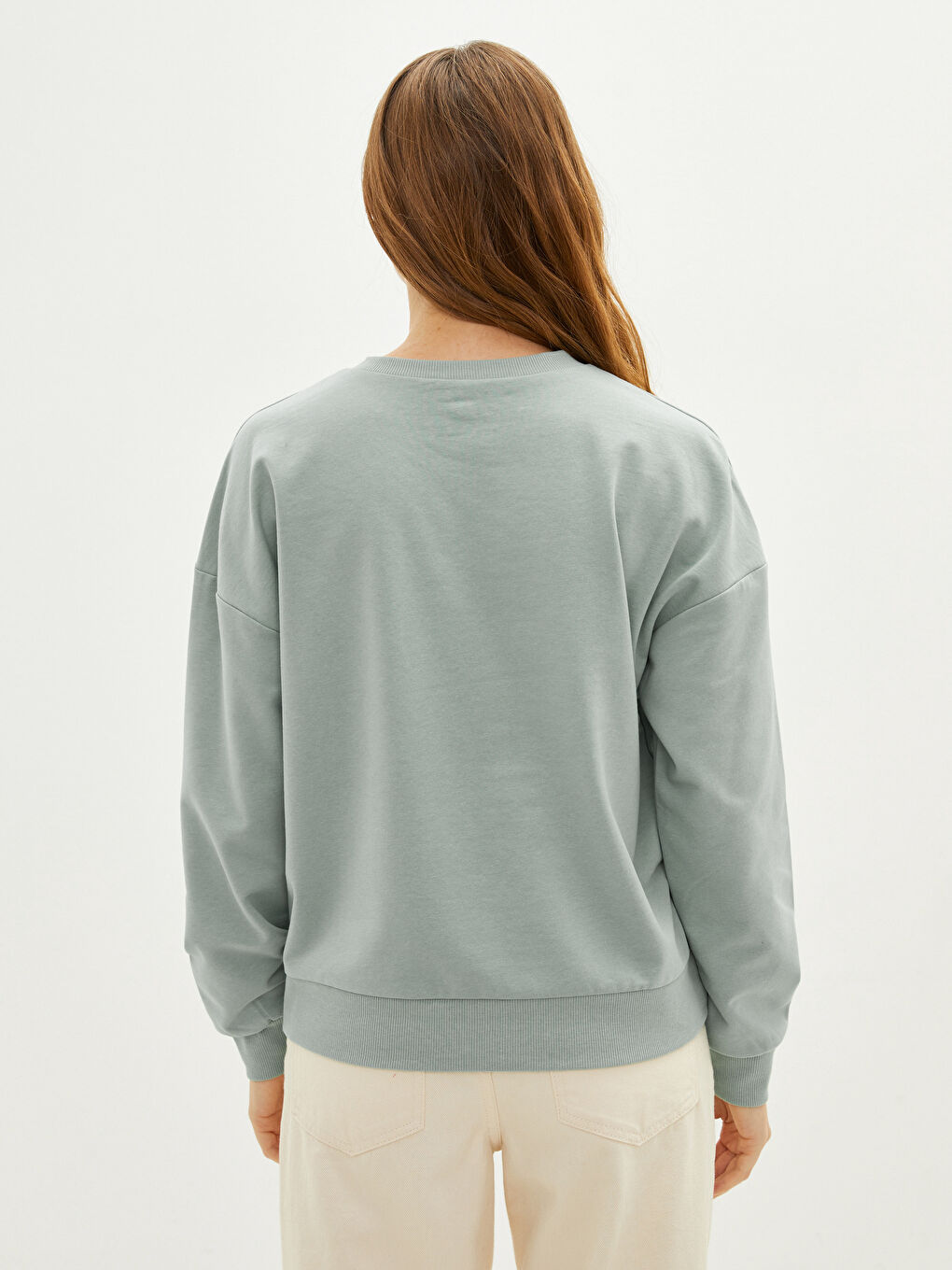 LCW Vision Rundhalsausschnitt Schlicht Langarm Damen-Sweatshirt -W1ER79Z8-GKG