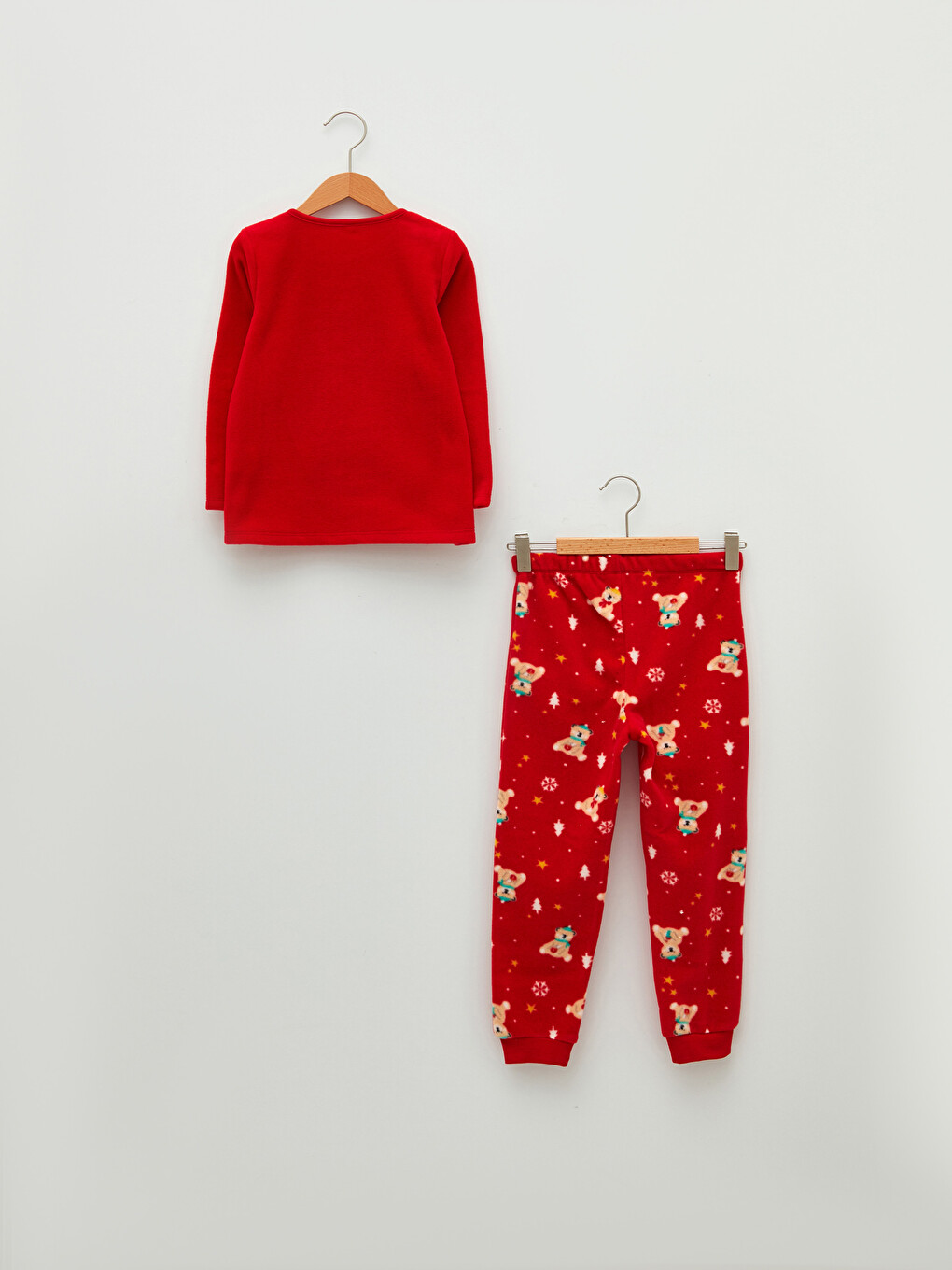 Crew Neck New Year Themed Long Sleeve Fleece Girls' Pajamas Set-3
