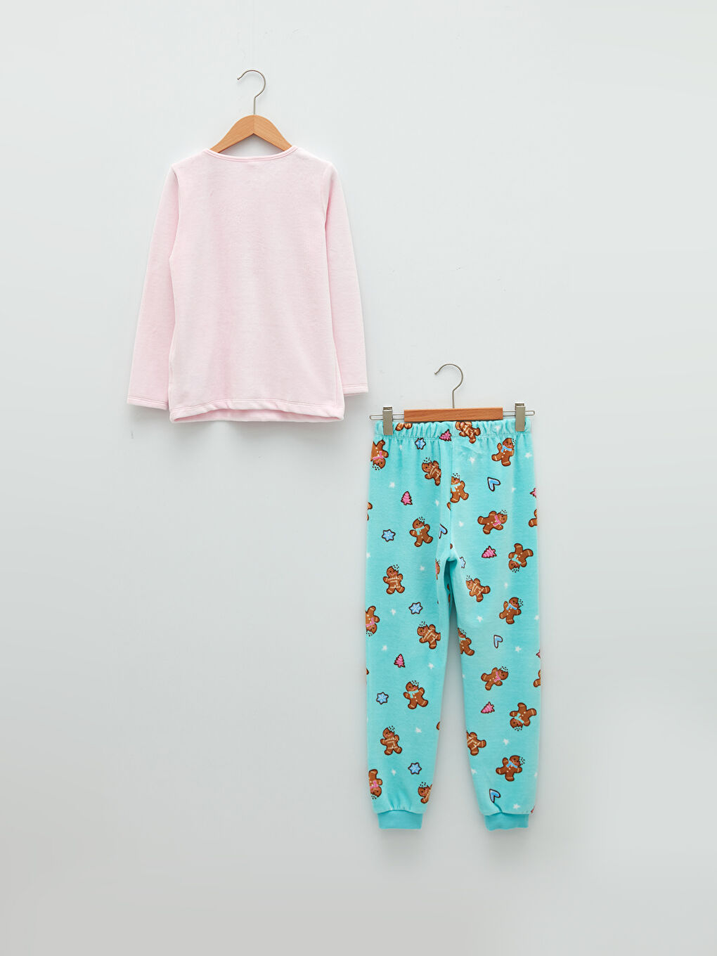 Crew Neck New Year Themed Long Sleeve Girls Pajamas Set-1