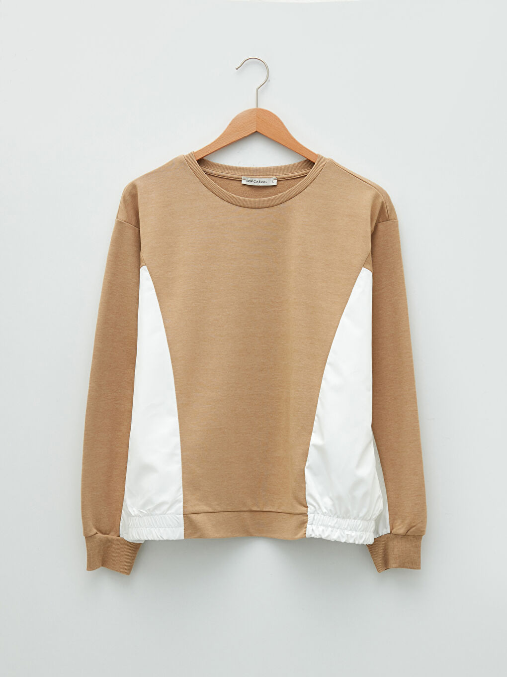 Crew Neck Long Sleeve Women's Sweatshirt with Color Block-5