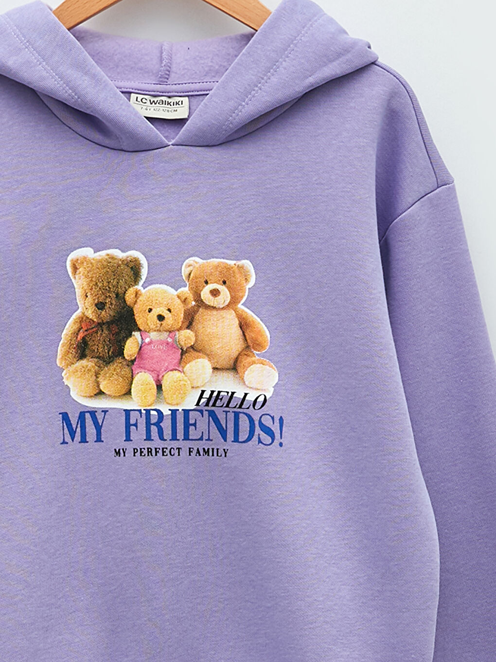 Lila Kapüşonlu Baskılı Uzun Kollu Kız Çocuk Sweatshirt-2