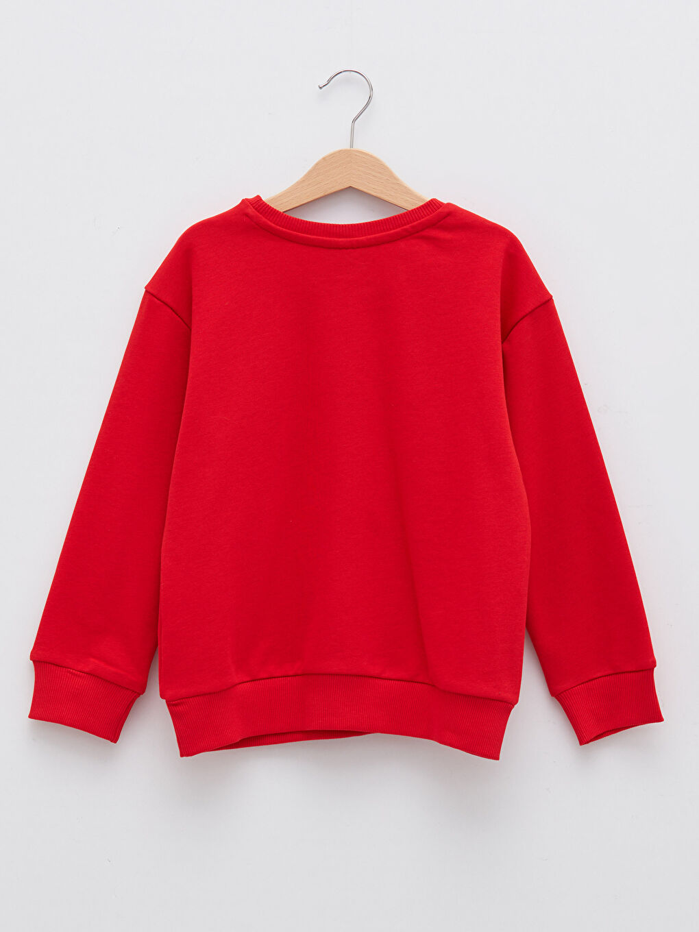 Kırmızı Bisiklet Yaka Baskılı Uzun Kollu Kız Çocuk Sweatshirt-1