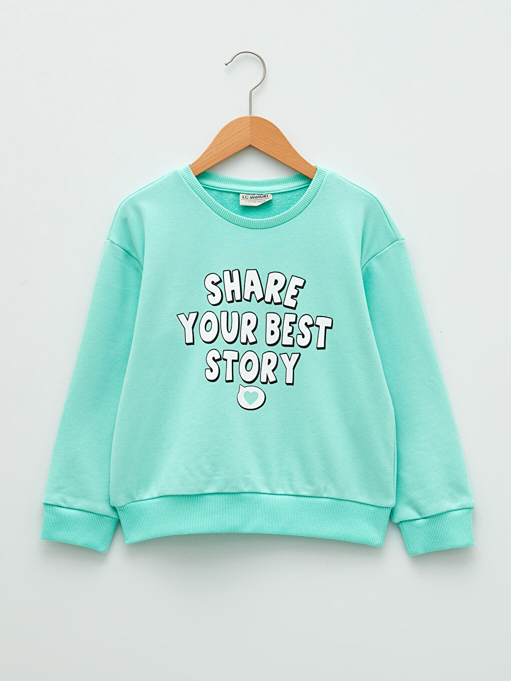 Bisiklet Yaka Baskılı Uzun Kollu Kız Çocuk Sweatshirt