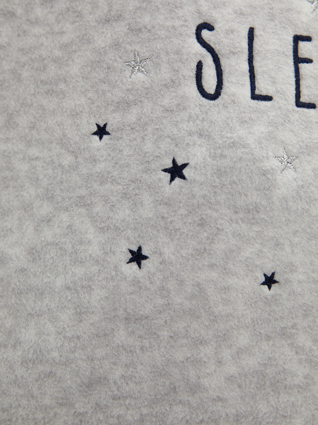 Gri Bisiklet Yaka Baskılı Uzun Kollu Polar Kadın Pijama Takımı-7