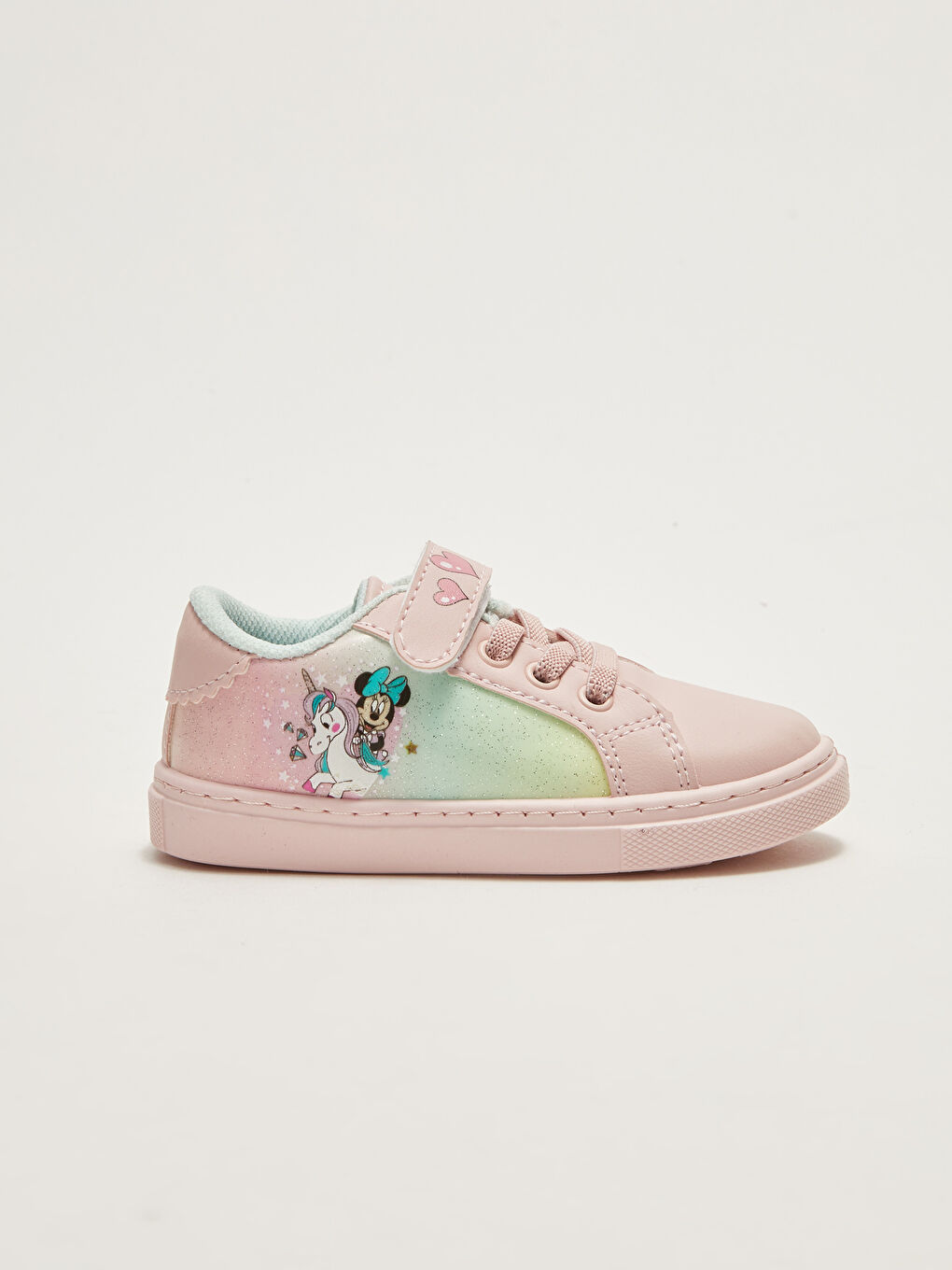 Pembe Minnie Mouse Lisanslı Bağcık ve Cırt Cırtlı Kız Bebek Spor Ayakkabı-1