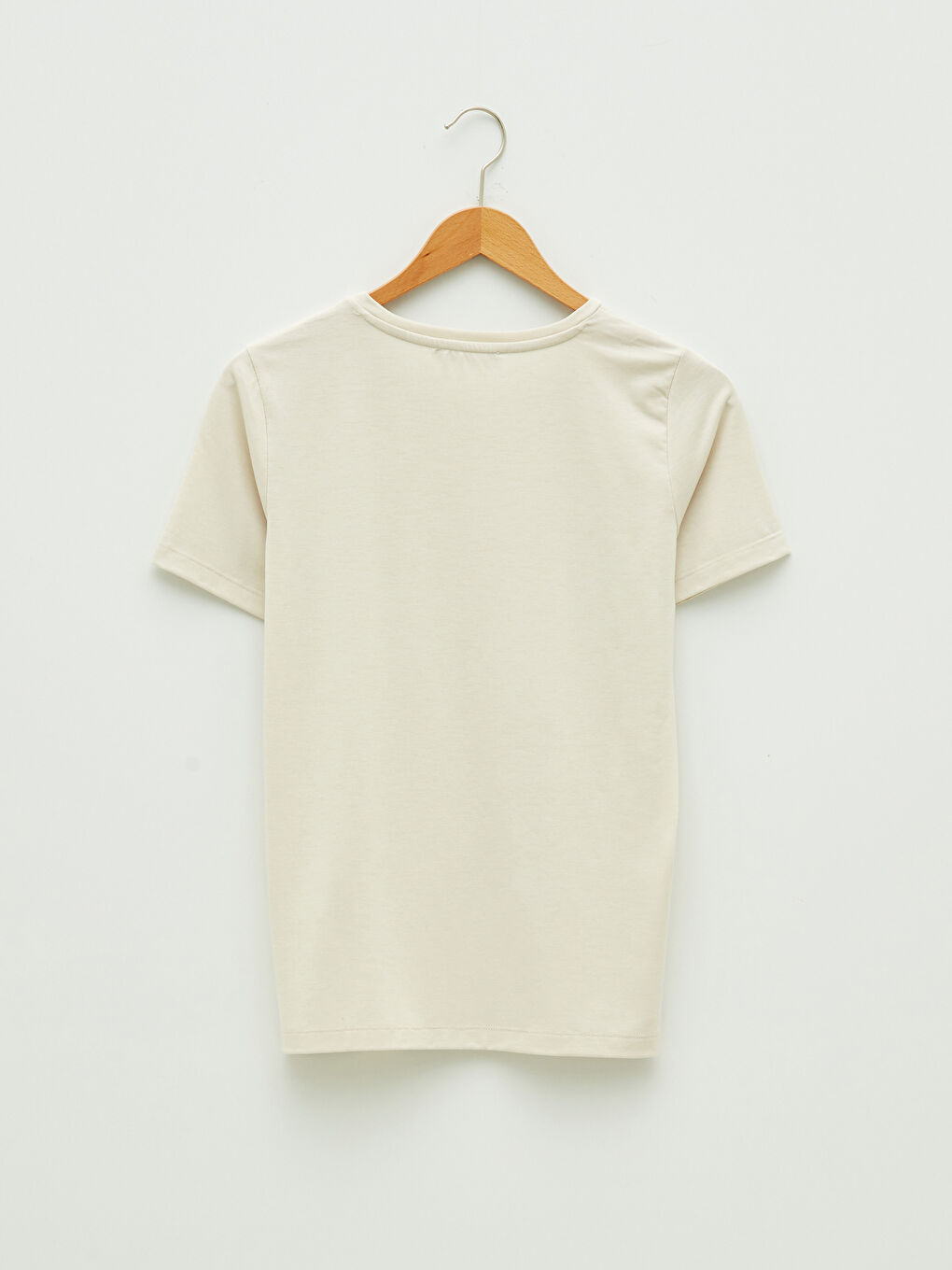 Gri Bisiklet Yaka Düz Kısa Kollu Kadın Tişört-6