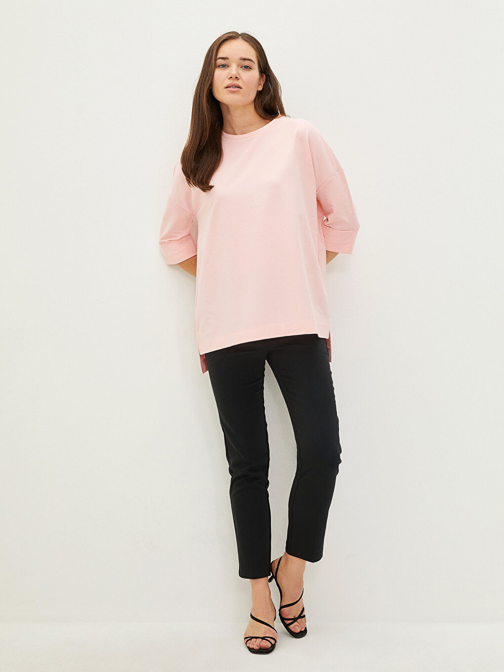 Rundhalsausschnitt Gerade Kurzarm Sweatshirt für Damen-2