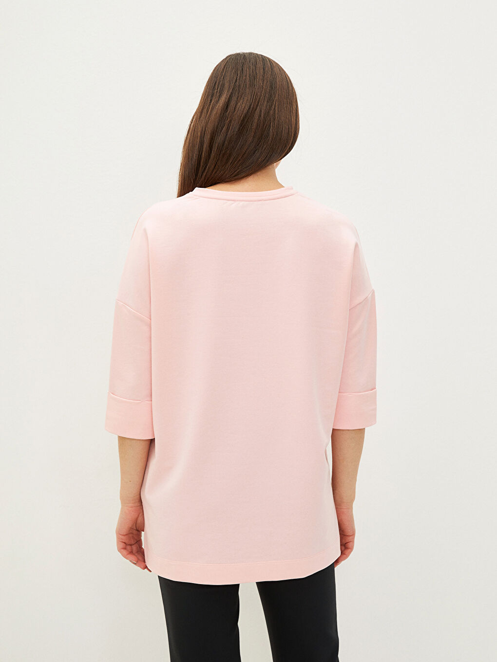 Rundhalsausschnitt Gerade Kurzarm Sweatshirt für Damen-3