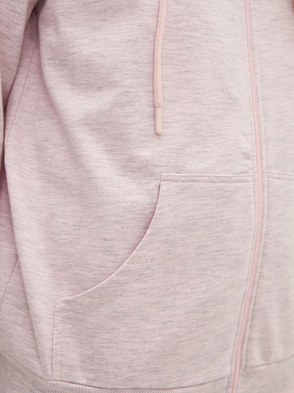 Pembe Kapüşonlu Düz Uzun Kollu Kadın Hırka-2