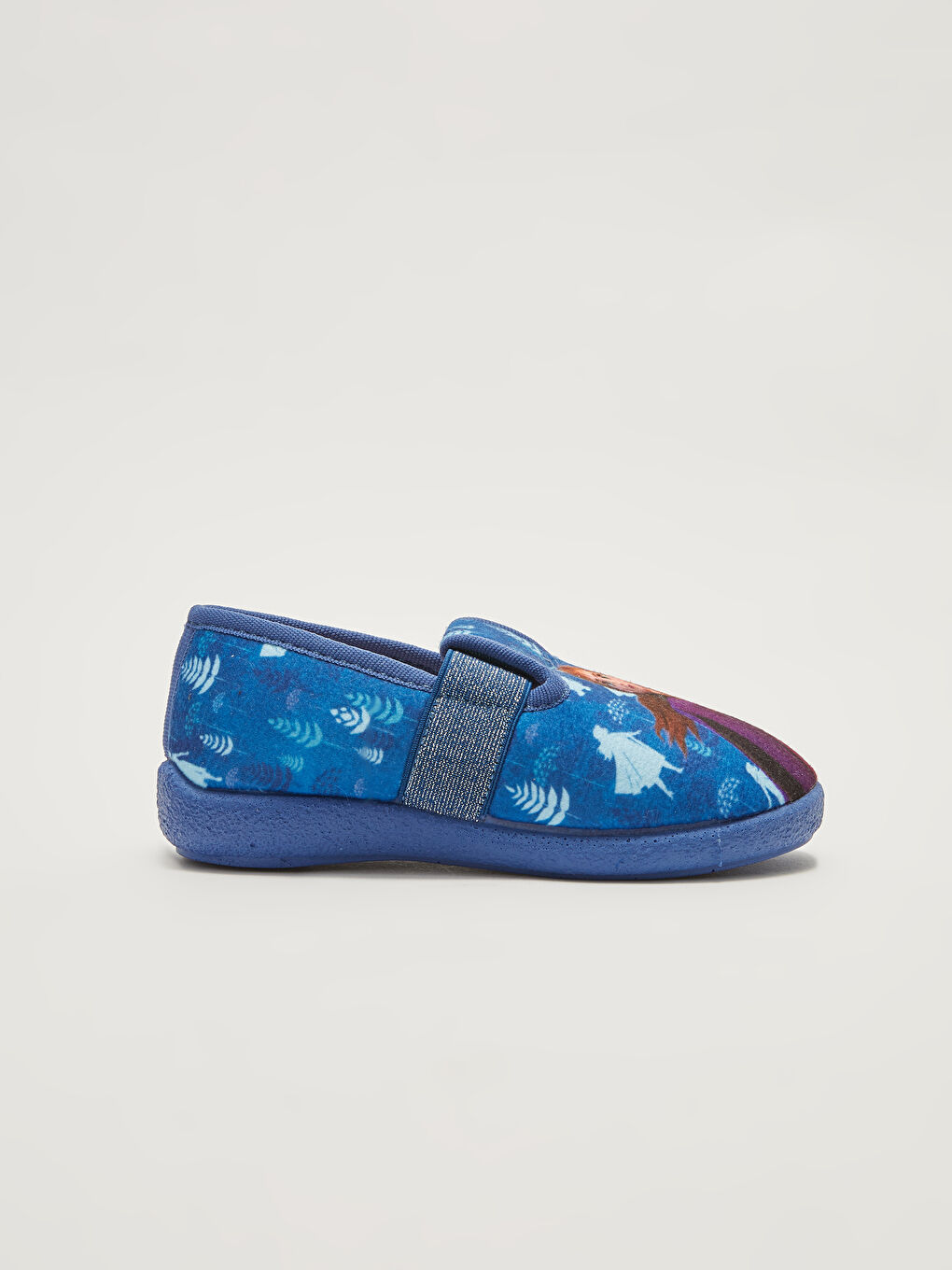 Lacivert Frozen Lisanslı Lastikli Sıcak Astarlı Kız Çocuk Panduf-1