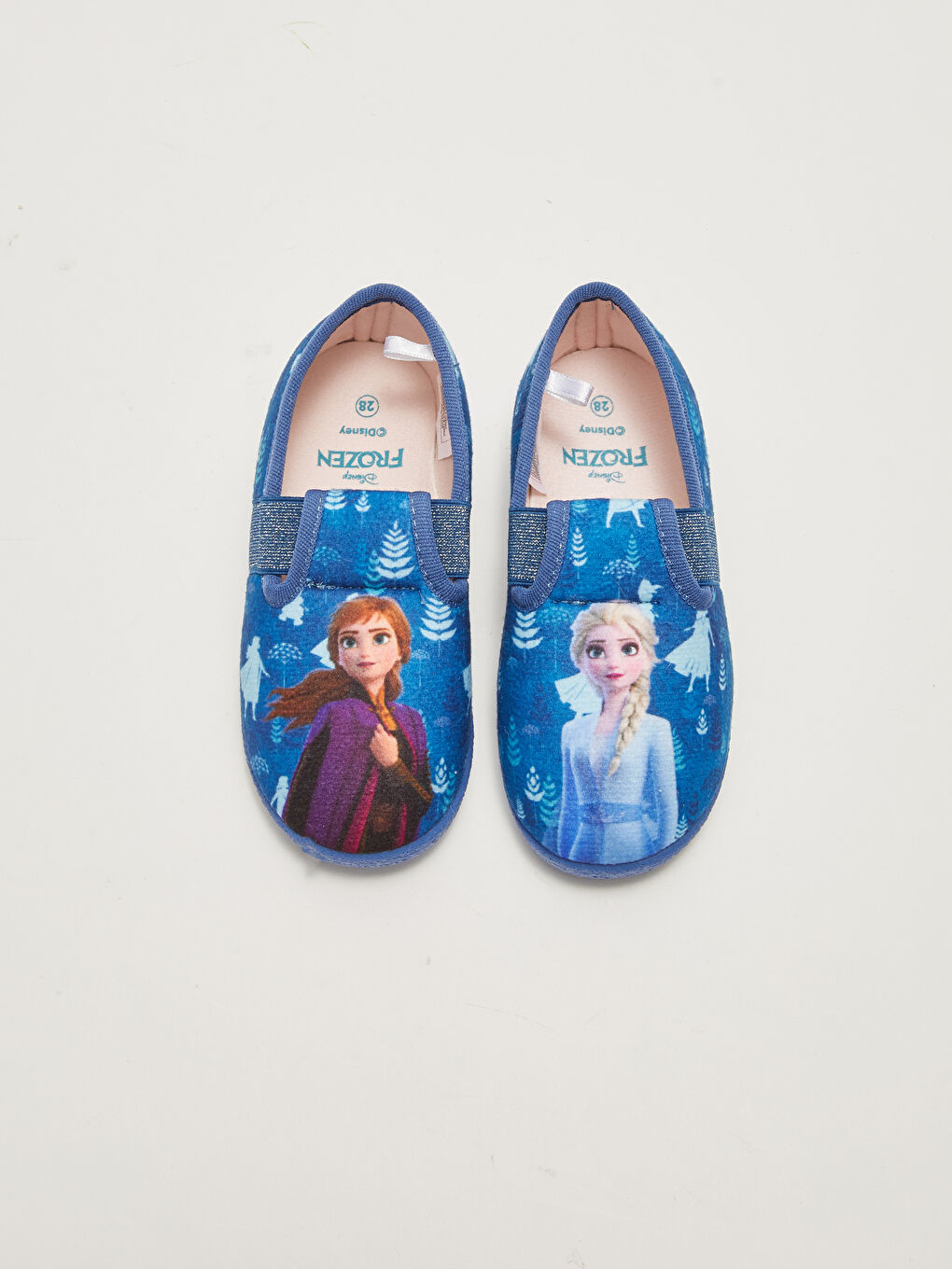 Lacivert Frozen Lisanslı Lastikli Sıcak Astarlı Kız Çocuk Panduf-2