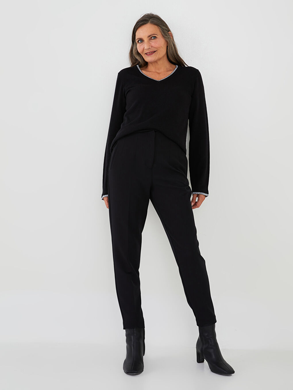 LCW Grace V Neck Plain Long Sleeve Women's Knitwear Sweater -W1EU01Z8-CVL
