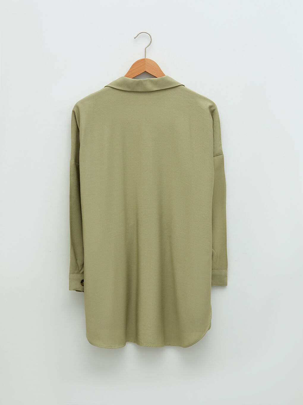 LCW Vision Front Button Closure Plain Long Sleeved Women's Shirt -W1EU15Z8-GHY