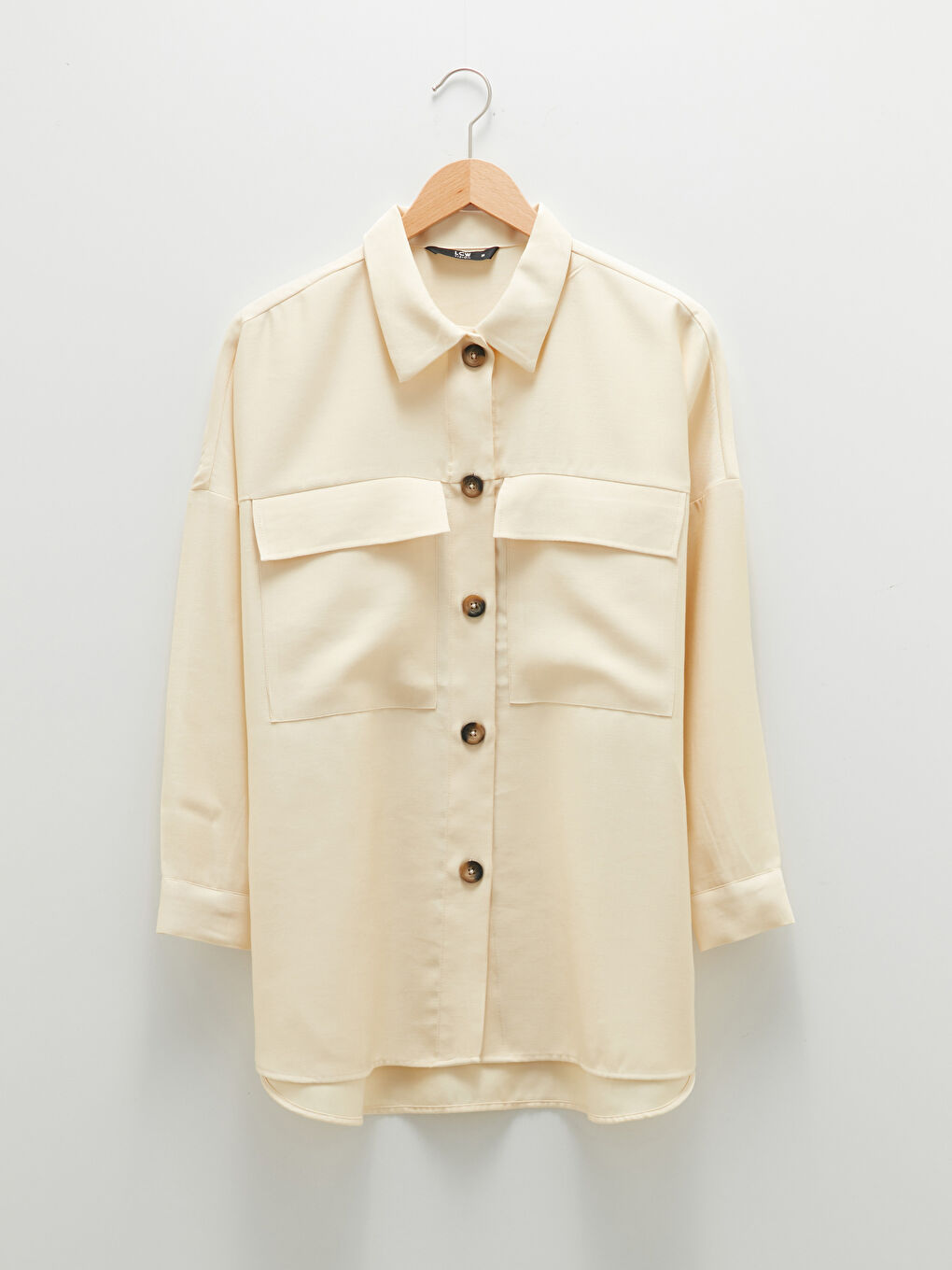 LCW Vision Front Button Closure Plain Long Sleeved Women's Shirt -W1EU15Z8-FPT