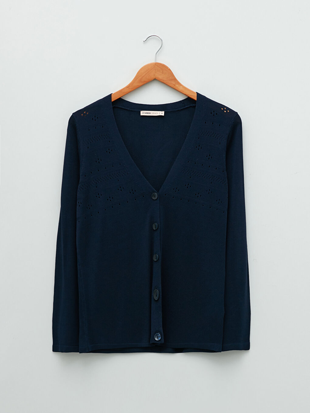 LCW Grace V-Neck Patterned Long Sleeve Viscose Women's Cardigan -W1EU16Z8-E1J