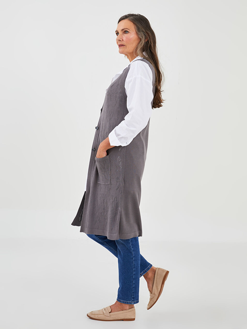 صدرية نساء عنق V محبك فيسكوز-2