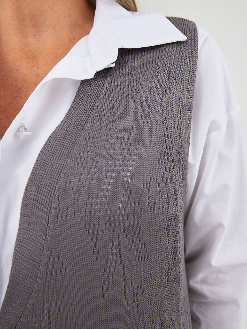 صدرية نساء عنق V محبك فيسكوز-3