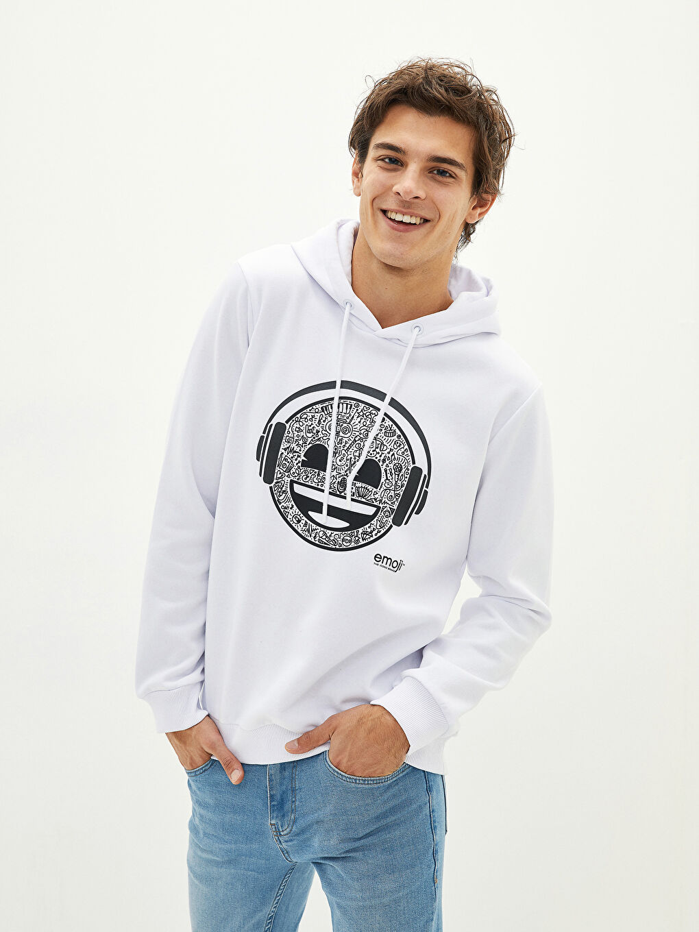 LC Waikiki Emoji Printed Long Sleeve Thick Hoodie -W1EU81Z8-R5B