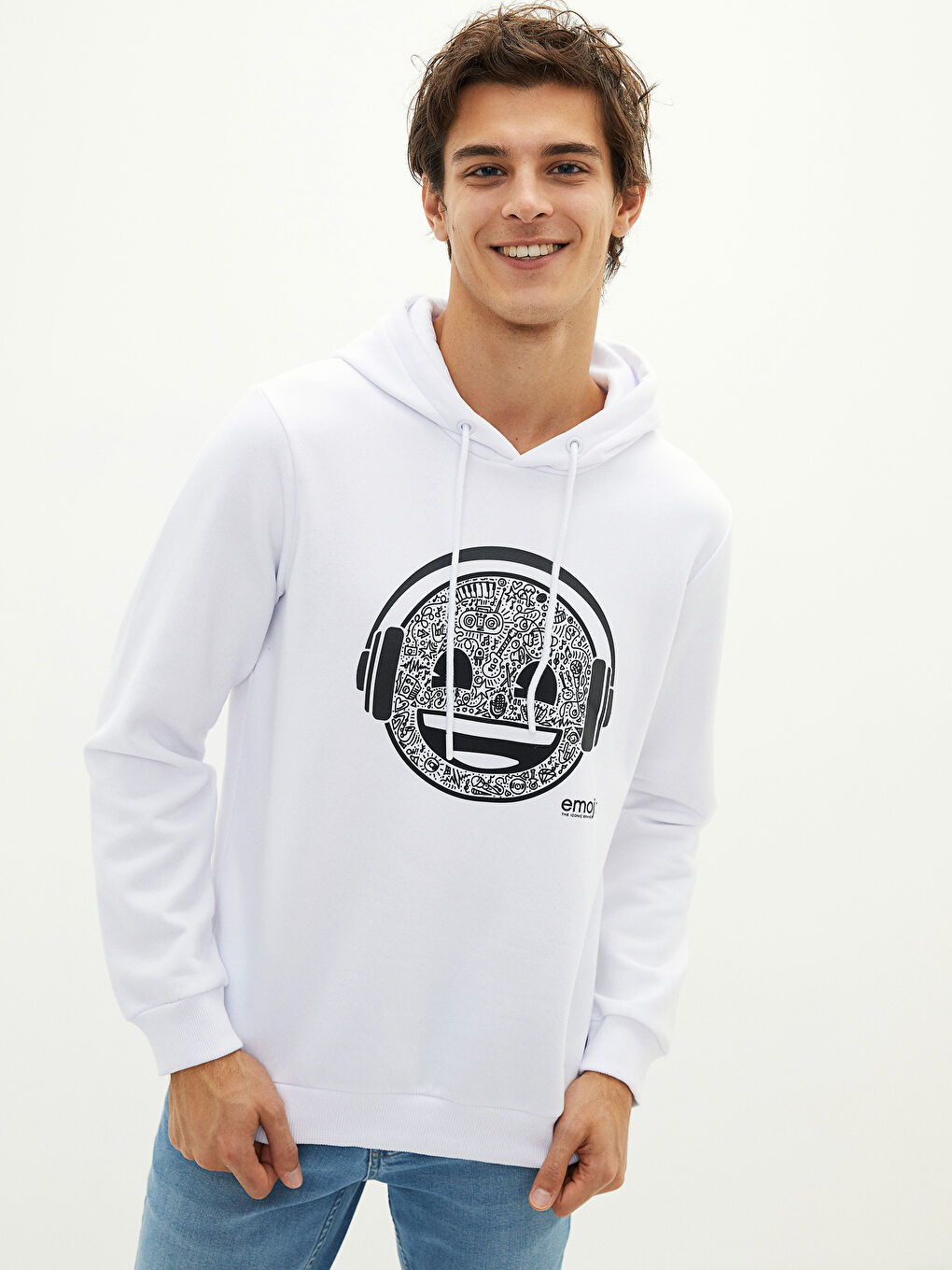 LC Waikiki Emoji Printed Long Sleeve Thick Hoodie -W1EU81Z8-R5B