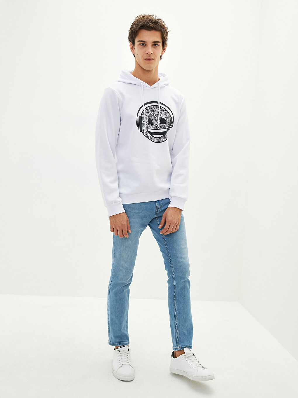 LC Waikiki Emoji Printed Long Sleeve Thick Hoodie -W1EU81Z8-R5B