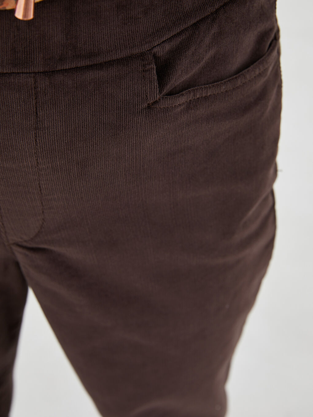 Pantalon Slim Fit en Velours pour Femmes avec Taille Élastique-3