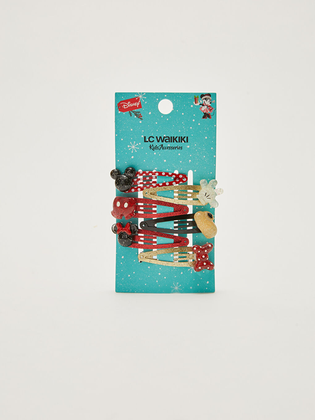 Clame de par pentru fetite cu tema de Craciun cu licenta Minnie Mouse 6 bucati pentru fete