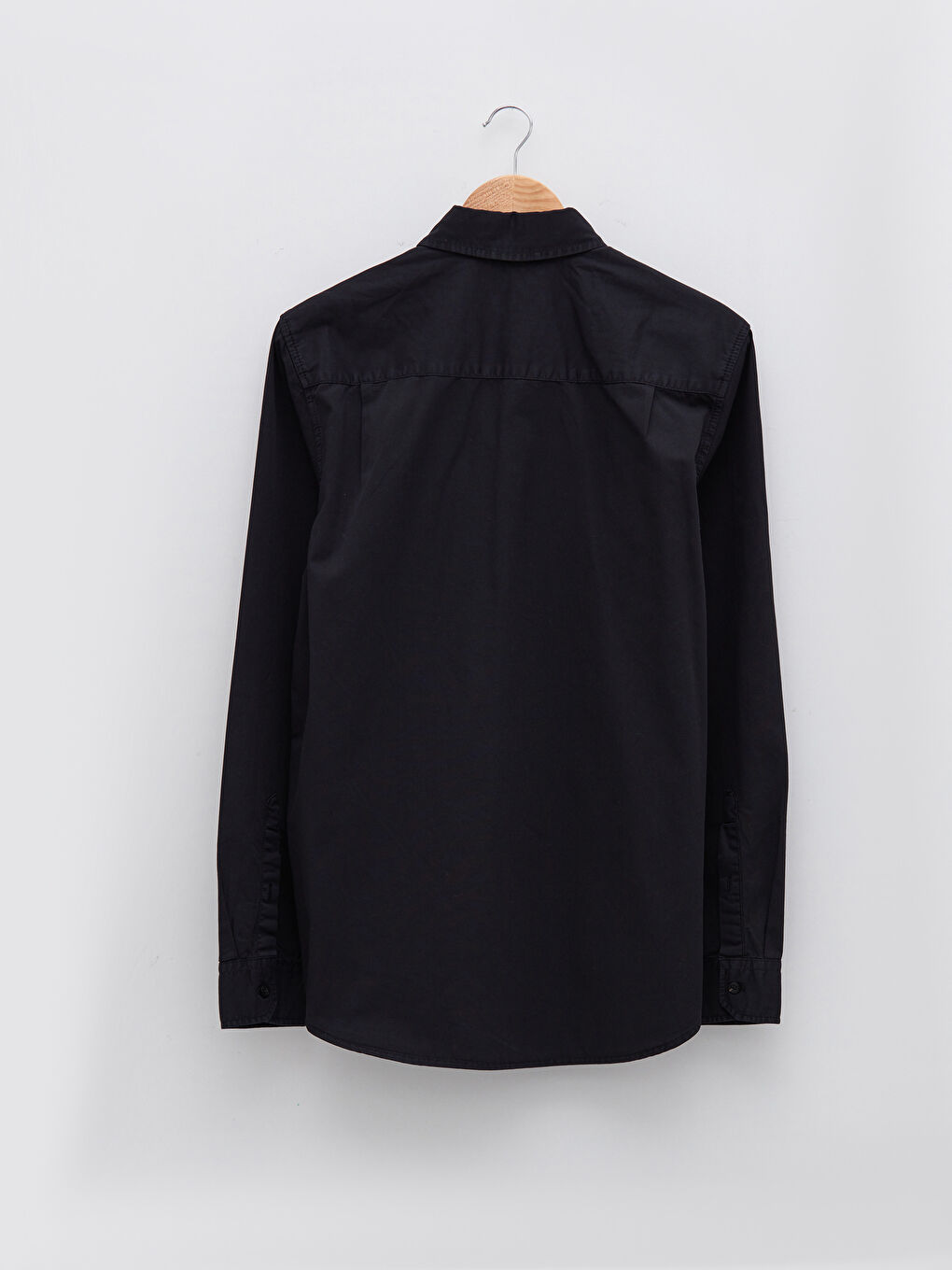 قميص رجالي كم طويل بقصة عادية من قماش الجبردين-6