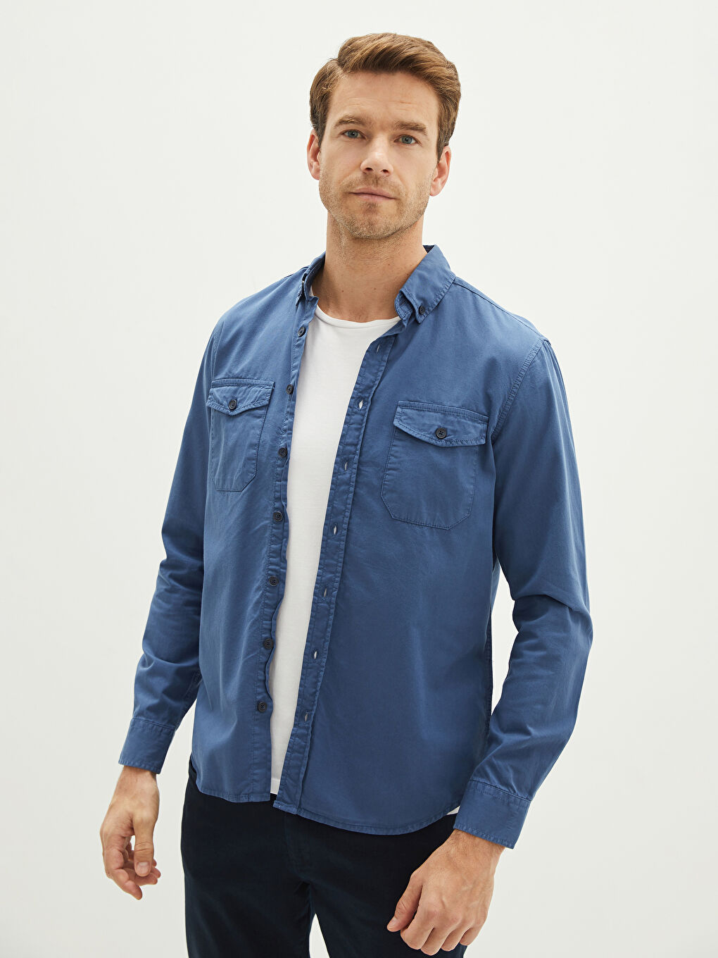 Regular Fit Long Sleeve Gabardine Men's Shirt-1