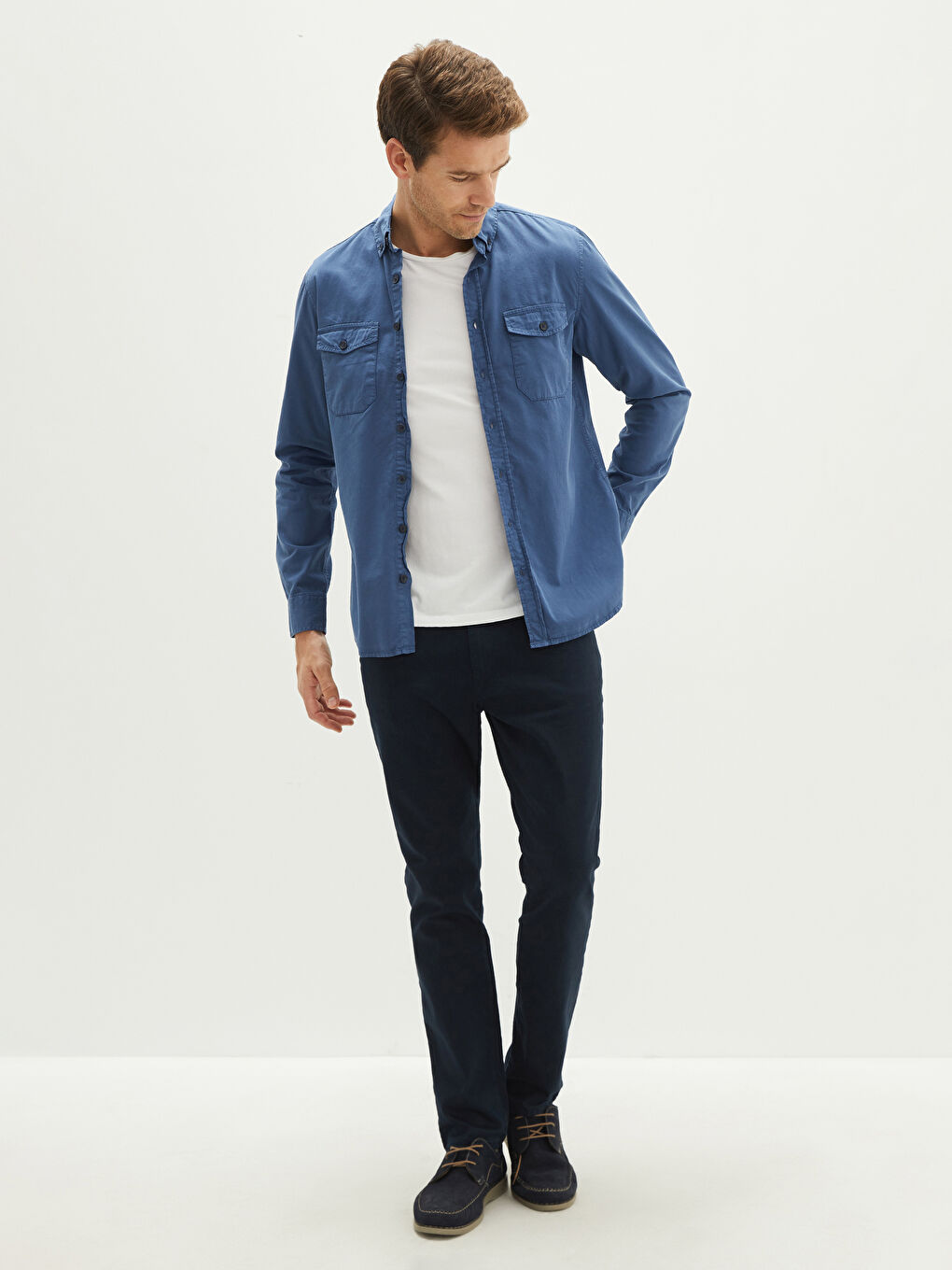 Regular Fit Long Sleeve Gabardine Men's Shirt-2